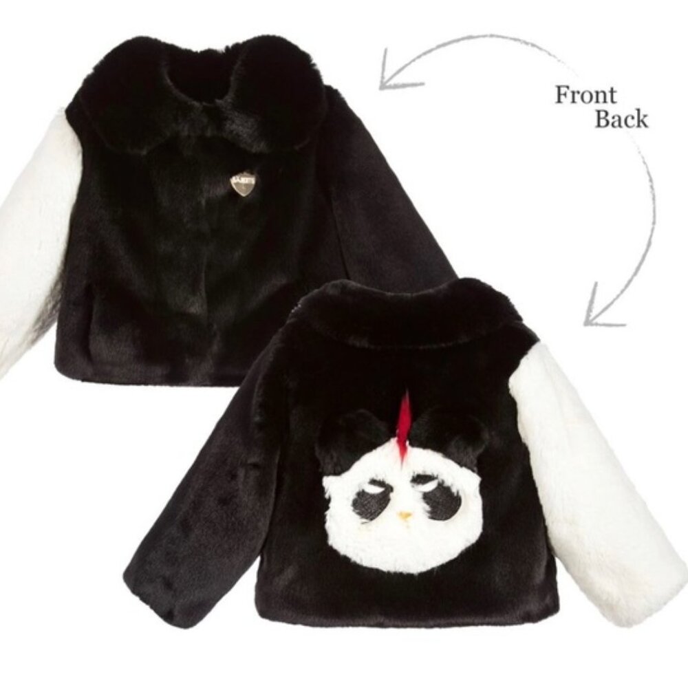 Bandits Girl Panda Patchwork Winter Faux Fur Coat Jacket Size 10-11